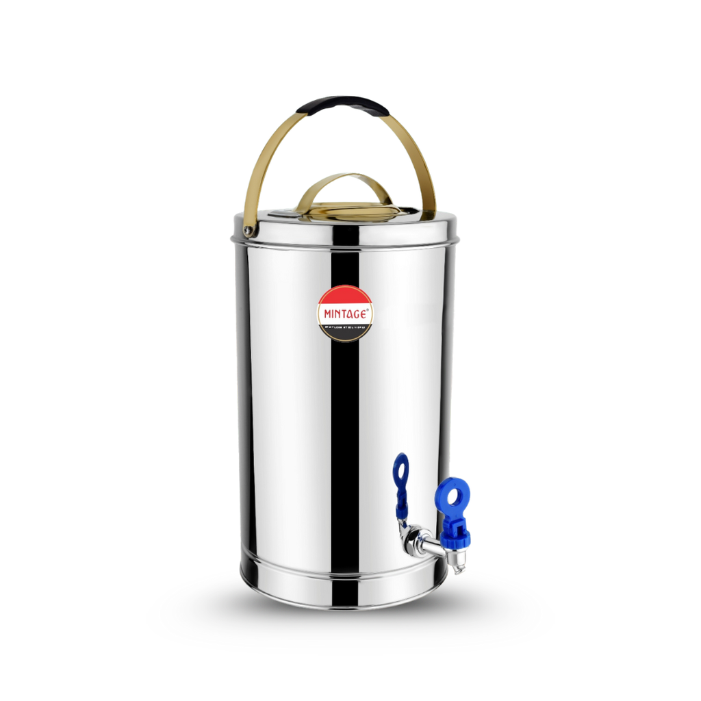 Tea Container Alpine Sleek with Golden PVD Handle & Lid