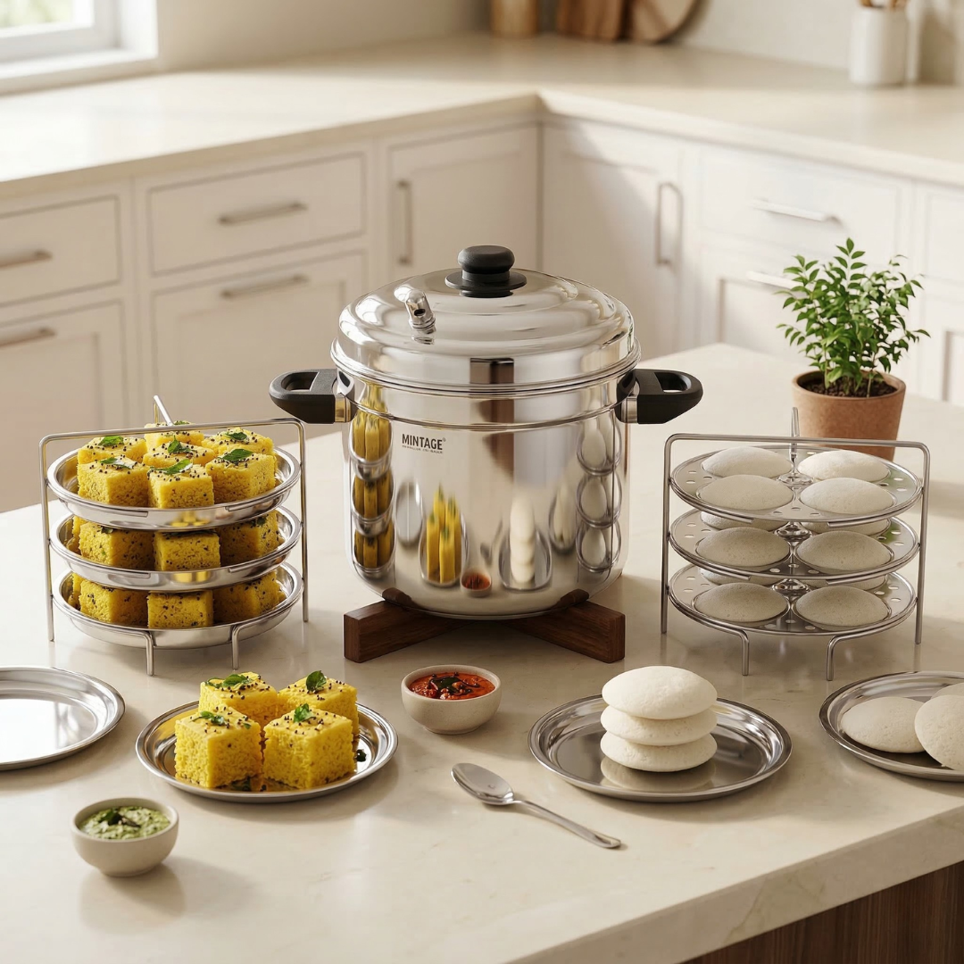 Aroma Dhokla & Idli Maker 3+3 – Induction Compatible (6 Plate Set)
