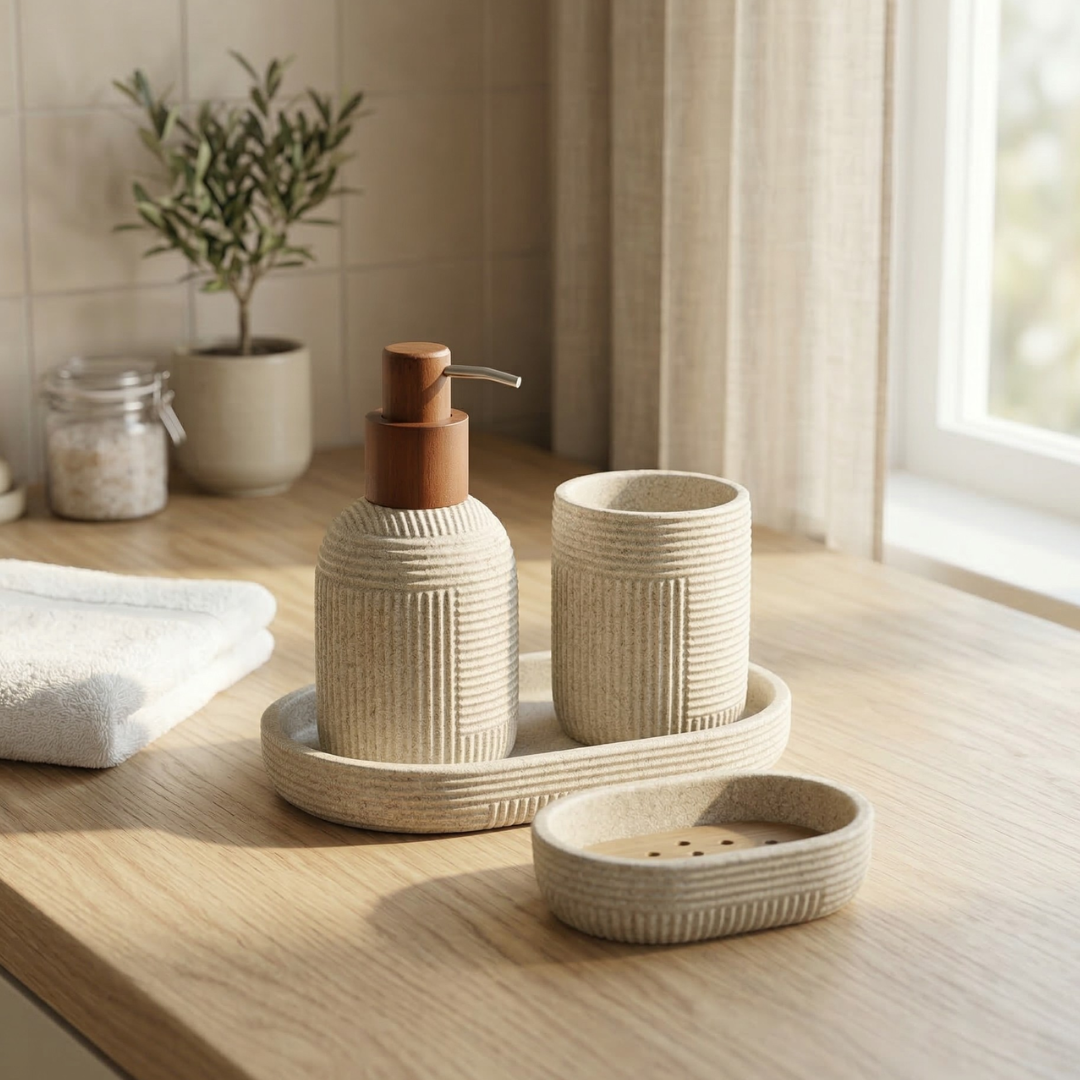 Bathroom Essentials Set – Velvet (4 Pc Set)