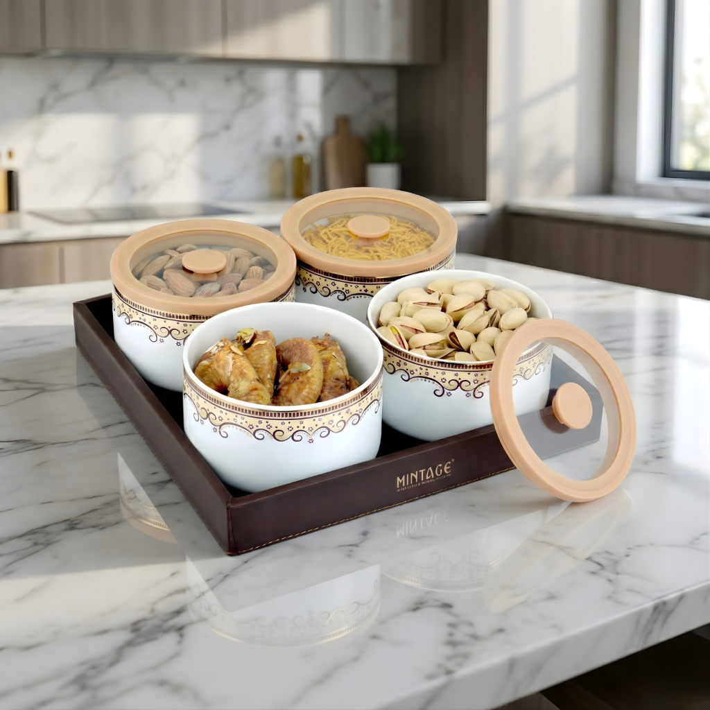 Snacks Serving Bowl & Tray Set Saffron