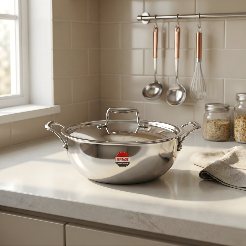 Triply Deep Kadhai Falcon with SS Diecast Handles & Lid