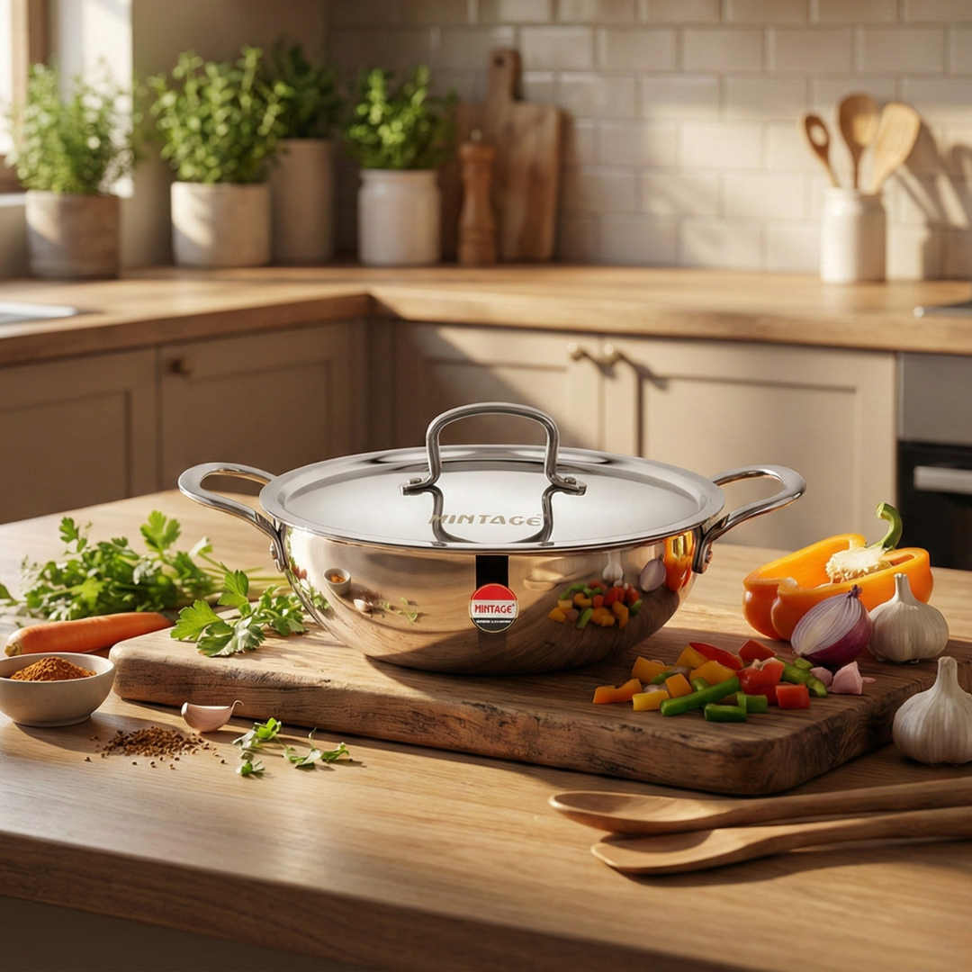 Triply Deep Kadhai Orchid with Wire Handles & Lid